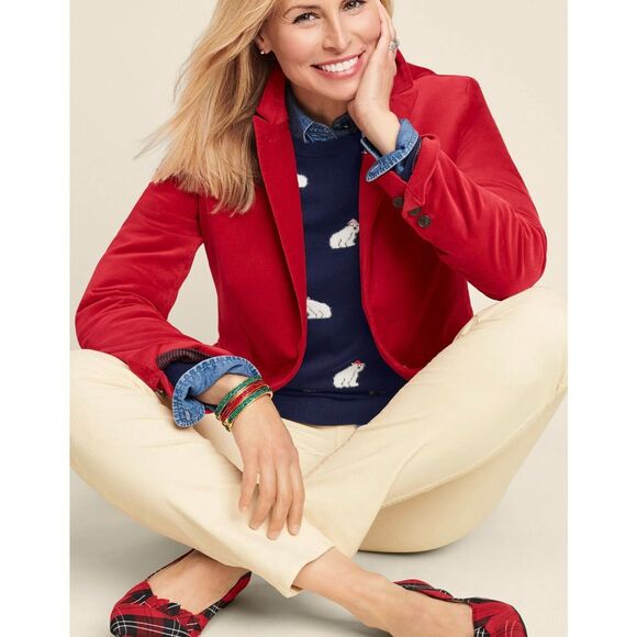 Talbots red velvet three button blazer size 10p - Picture 9 of 9